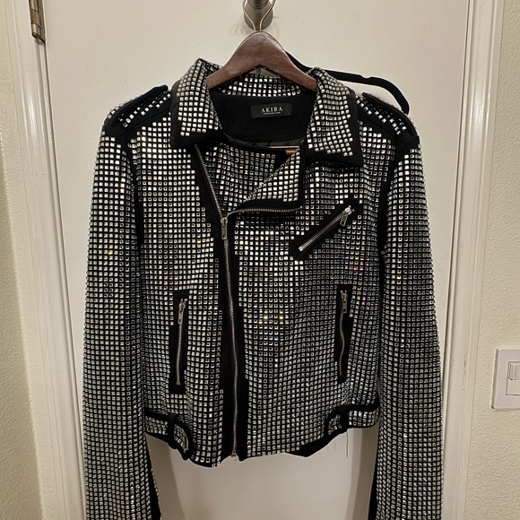 AKIRA Rhinestone Studded Moto Jacket - Picture 6 of 6